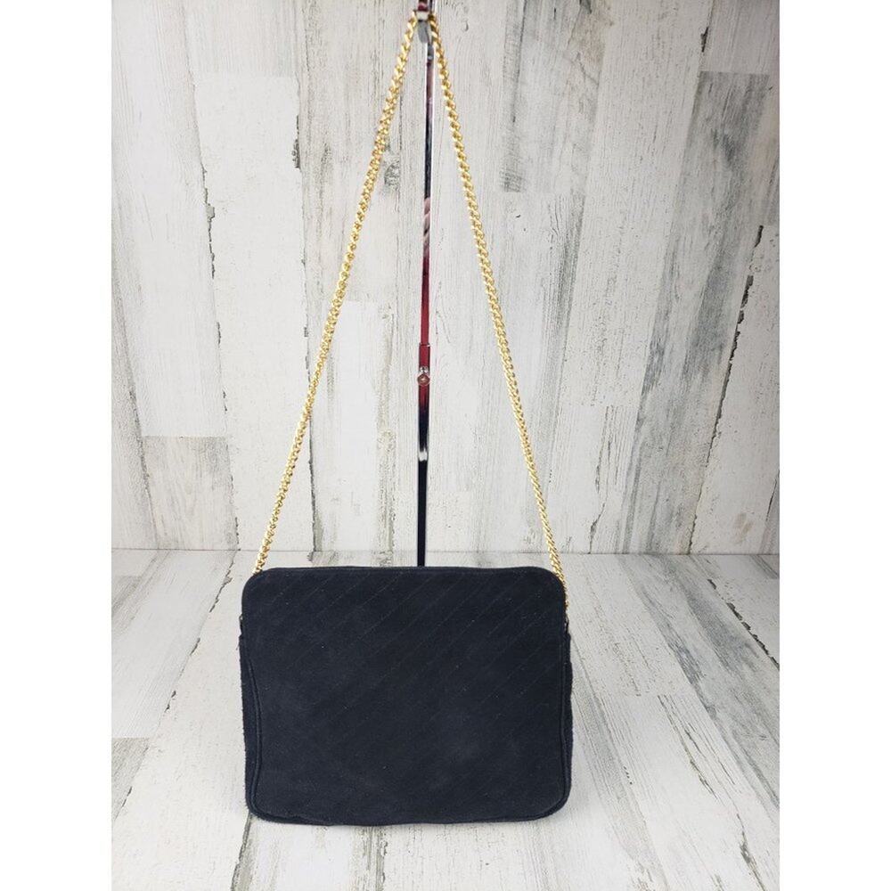 Gold-Chain Black Quilted Shoulder Bag Women's Purse